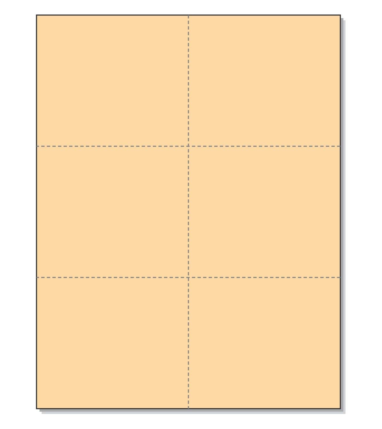 8-1/2 x 11" 100# Tag Laser Cards, 6 Up, 1 Horizontal & 2 Vertical Perforations, Buff