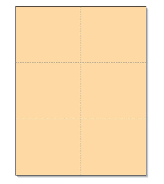 8-1/2 x 11" 100# Tag Laser Cards, 6 Up, 1 Horizontal & 2 Vertical Perforations, Buff