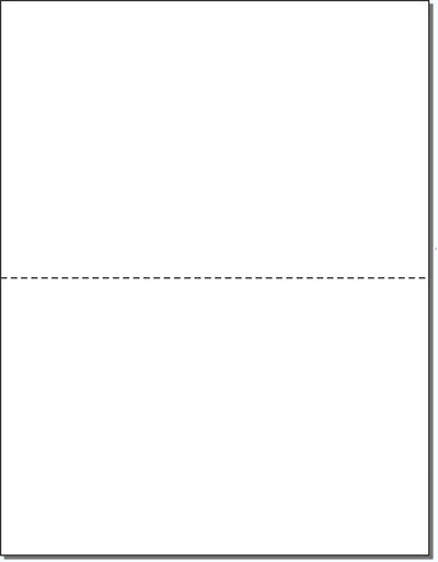 8-1/2 x 11" 20# Laser cut sheet, 1 Horizontal perf at 5-1/2" White