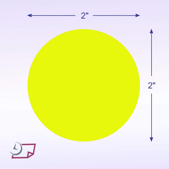 2" Circle Color Stickers, 500 Permanent Labels, 3" Core, Yellow Fluorescent