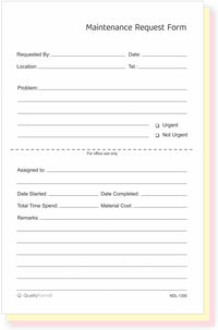 Maintenance & Repair, Request Forms, 5.5" x 8.5"