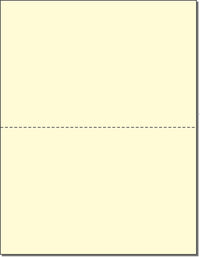 8-1/2 x 11" 20# Laser cut sheet, 1 Horizontal perf at 5-1/2" Canary