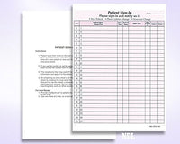 8-1/2 x 11" Patient Sign In Form, 2-Part NCR Carbonless, Burgundy