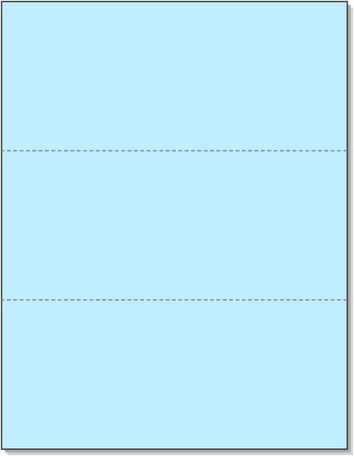 8-1/2 x 11 20# Blue Paper 2 Horizontal Perforations @ 3-2/3 & 7-1/3 from bottom