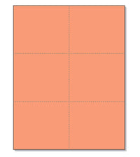 8-1/2 x 11" 100# Tag Laser Cards, 6 Up, 1 Horizontal & 2 Vertical Perforations, Salmon