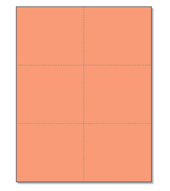 8-1/2 x11 Laser Cards 6 Up - Salmon