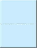 8-1/2 x 11" 20# Laser cut sheet, 1 Horizontal perf at 5-1/2" Blue