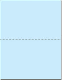 8-1/2 x 11" 20# Laser cut sheet, 1 Horizontal perf at 5-1/2" Blue