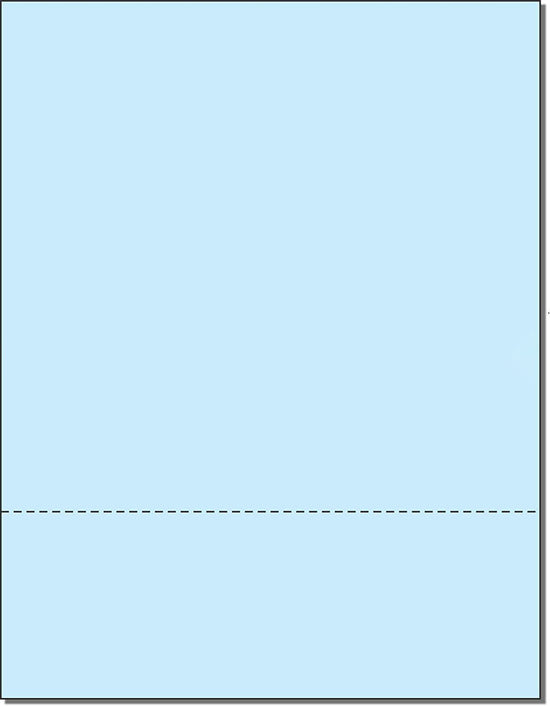 8-1/2 x 11" Blue 20# Paper 1 Horizontal Perforation 3"