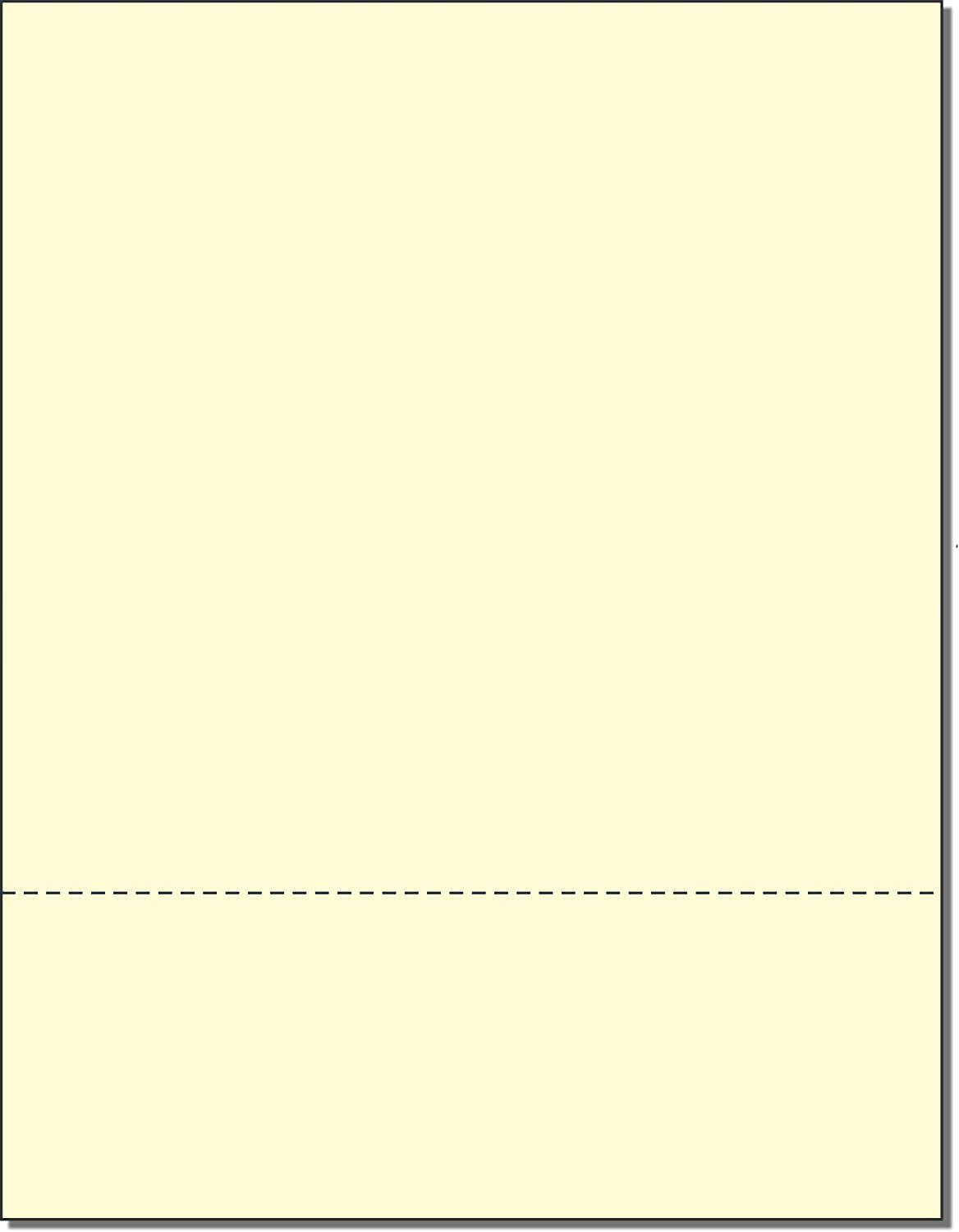 8-1/2 x 11" Canary 20# Paper 1 Horizontal Perforation 3" from bottom