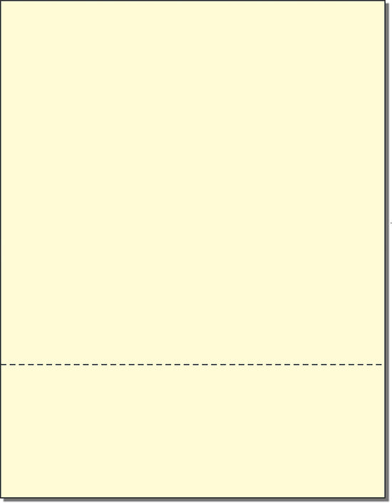 8-1/2 x 11" Canary 20# Paper 1 Horizontal Perforation 3" from bottom