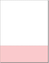 8-1/2 x 11" Pink & White Paper With 1 Horizontal perf @ 3-1/2"