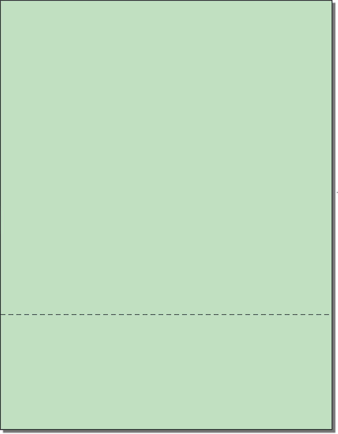 8-1/2 x 11 Green 20# Paper 1 Horizontal Perforation @ 3" from bottom