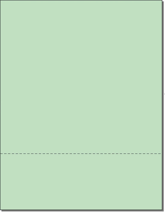 8-1/2 x 11 Green 20# Paper 1 Horizontal Perforation @ 3" from bottom