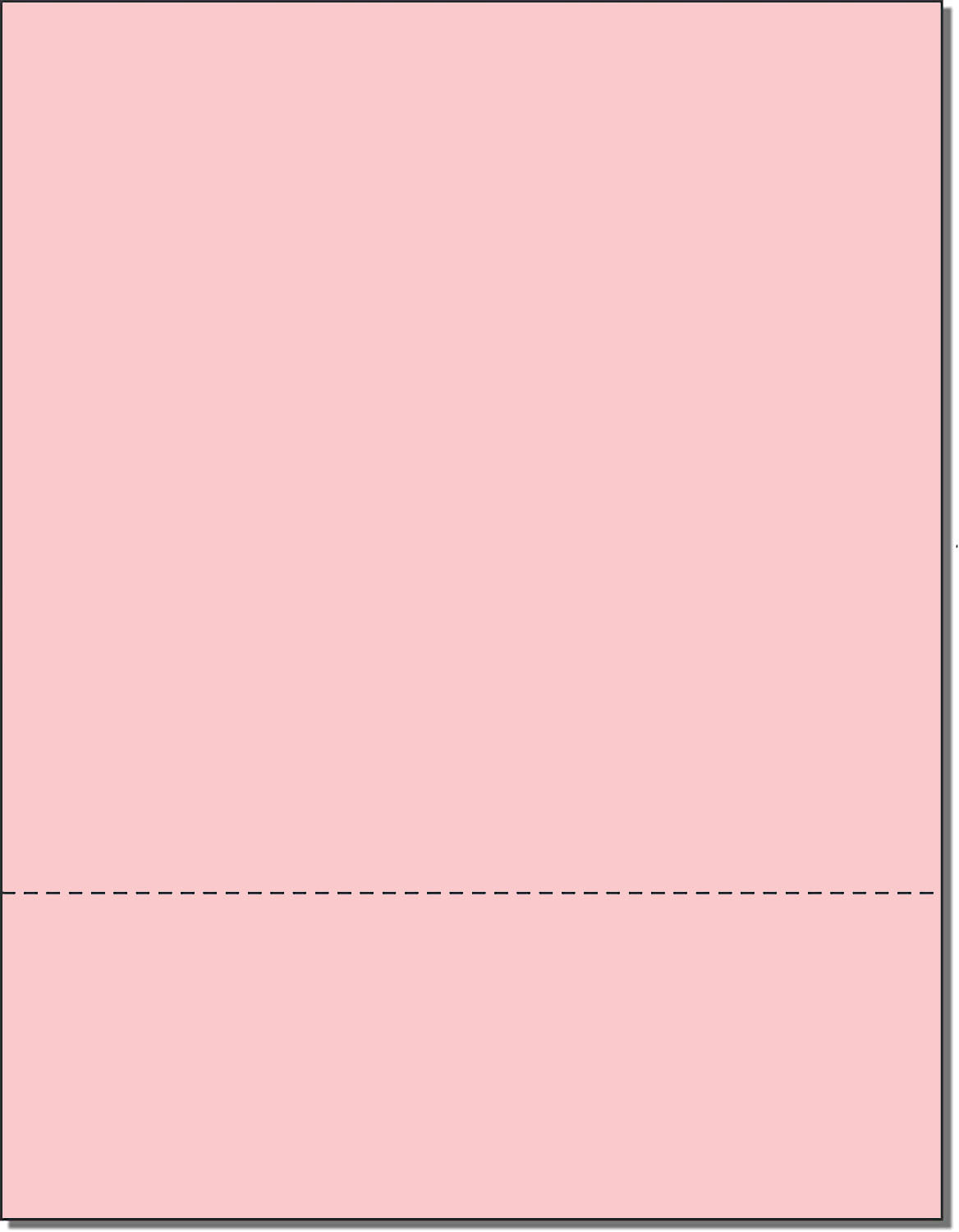 8-1/2 x 11 Pink 20# Paper 1 Horizontal Perforation @ 3" from bottom
