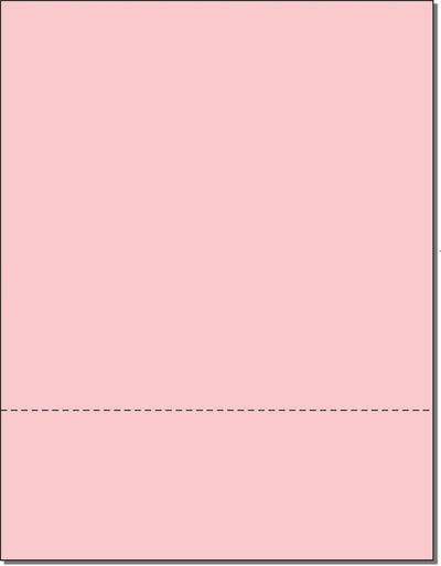 8-1/2 x 11 Pink 20# Paper 1 Horizontal Perforation @ 3" from bottom