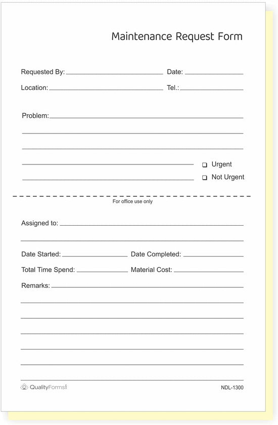 Maintenance & Repair, Request Forms, 5.5" x 8.5"
