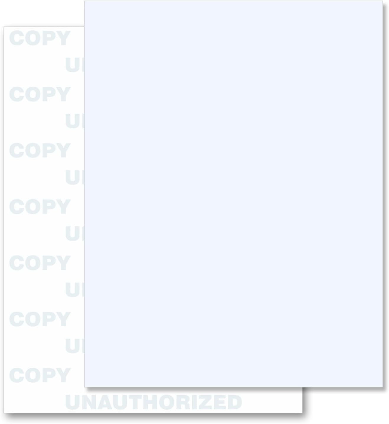 8-1/2" x 11" Security Paper, Unauthorized Pantograph, 1 Part, Light Blue
