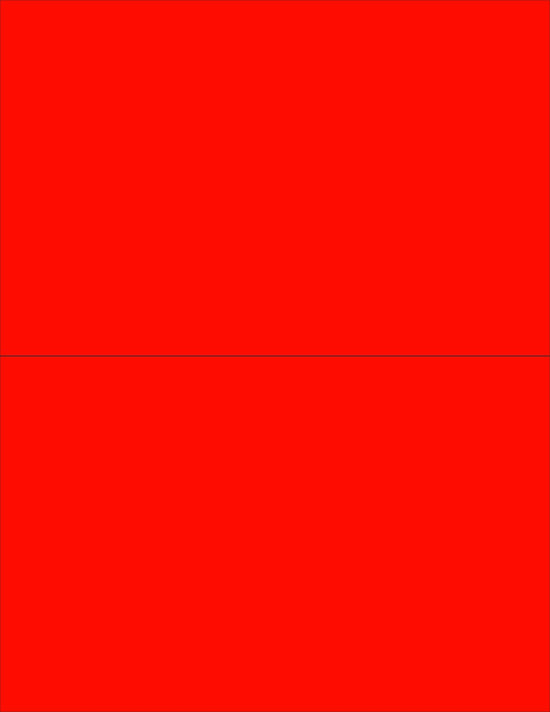 8-1/2" x 11" Fluorescent Red 2 Labels per Sheet 8-1/2" x 5-1/2"