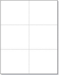 8-1/2 x 11" 100# Tag Laser Cards, 6 Up, 1 Horizontal & 2 Vertical Perforations, White