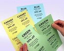 8-1/2 x 11" 100# Tag Laser Cards, 4 Up, 1 Horizontal perf & 1 Vertical Perf at the Center, Canary
