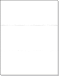 8-1/2 x 11" 20# Laser cut sheet, 2 Horizontal perf at 3-2/3" & 7-1/3" White