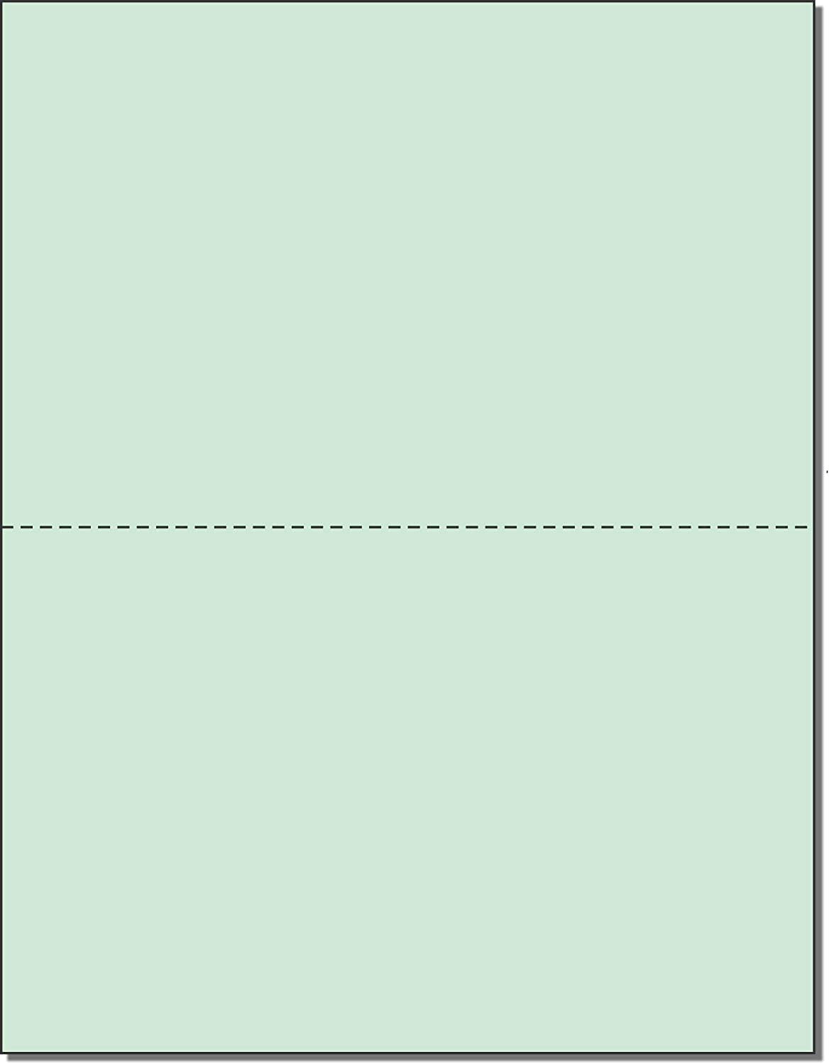 8-1/2 x 11" 20# Laser cut sheet, 1 Horizontal perf at 5-1/2" Green