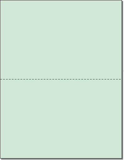 8-1/2 x 11" 20# Laser cut sheet, 1 Horizontal perf at 5-1/2" Green