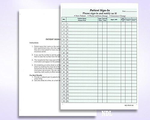8-1/2 x 11" Patient Sign In Form, 2-Part NCR Carbonless, Green