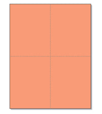 8-1/2 x 11" 100# Tag Laser Cards, 4 Up, 1 Horizontal perf & 1 Vertical Perf at the Center, Salmon