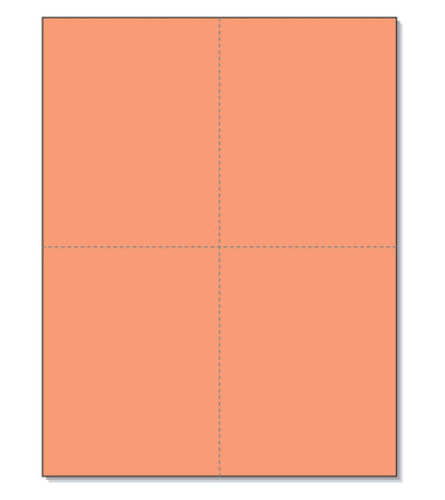 8-1/2 x11  Laser Cards  4 Up - Salmon