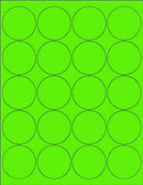 8-1/2" x 11" Fluorescent Green 20 Labels per Sheet 2" Round