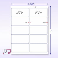 8-1/2" x 11" Assorted Fluorescent 10 Labels per Sheet 4"x 2"