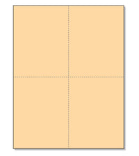 8-1/2 x 11" 100# Tag Laser Cards, 4 Up, 1 Horizontal perf & 1 Vertical Perf at the Center, Buff