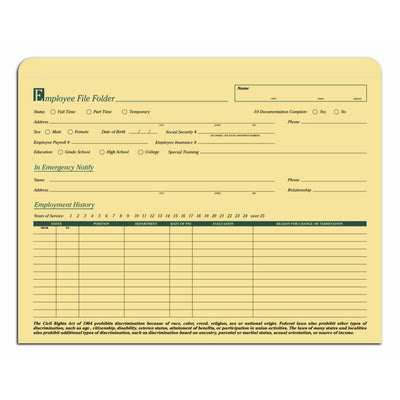 Employee File Folder, 11 3/4 X 9 1/2"