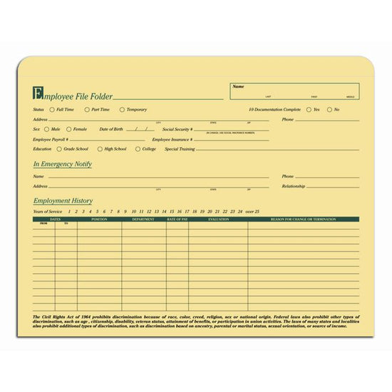 Employee File Folder, 11 3/4 X 9 1/2"