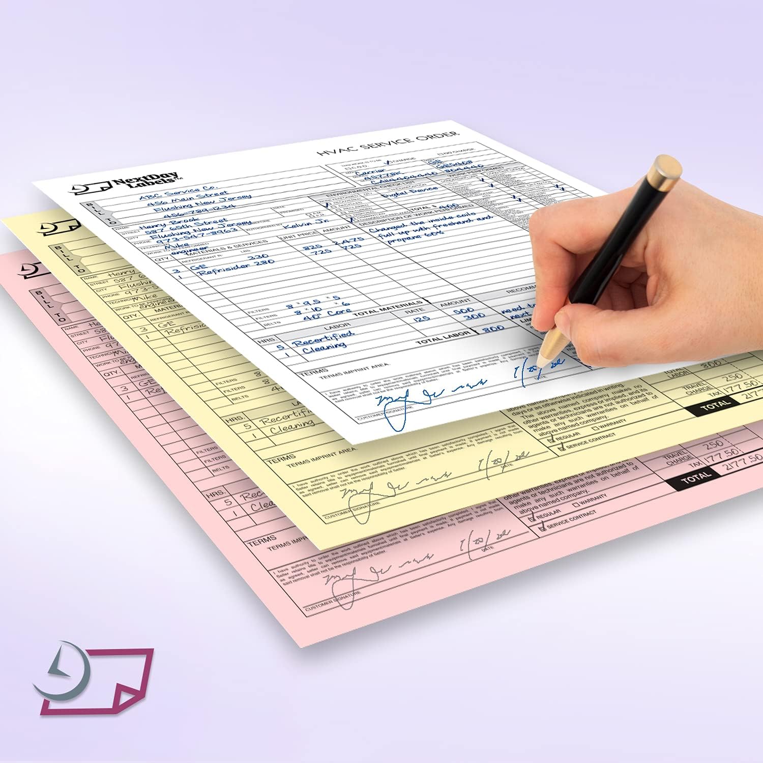 8-1/2 x 11" Laser Carbonless 3 Part Paper, Reverse, Pink, Canary & White