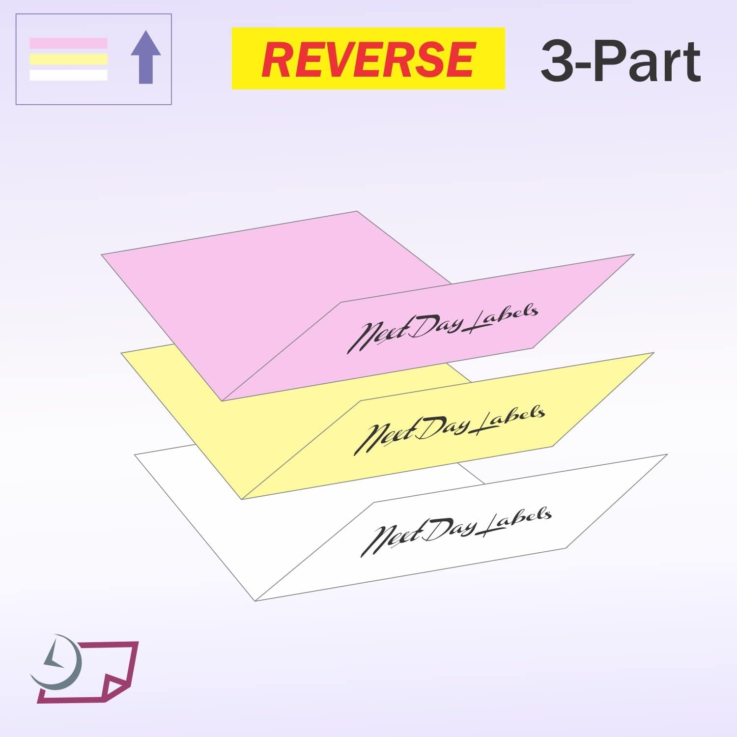 8-1/2 x 11" Laser Carbonless 3 Part Paper, Reverse, Pink, Canary & White
