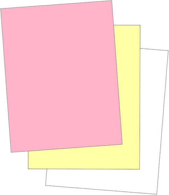 8-1/2 x 11" Laser Carbonless 3 Part Paper, Reverse, Pink, Canary & White
