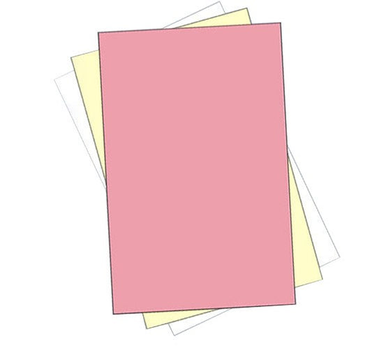 8-1/2 x 14" Laser Carbonless 3 Part Paper, Reverse, Pink, Canary & White