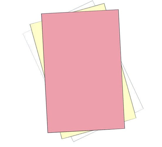8-1/2 x 14" Laser Carbonless 3 Part Paper, Reverse, Pink, Canary & White