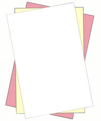 8-1/2 x 14" Laser Carbonless 3 Part Paper, Straight, White, Canary & Pink