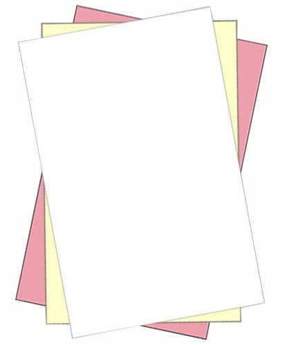 8-1/2 x 14" Laser Carbonless 3 Part Paper, Straight, White, Canary & Pink