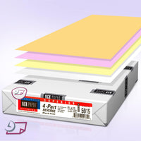 8-1/2 x 11" Laser Carbonless 4 Part Paper, Reverse, Gold, Pink, Canary & White