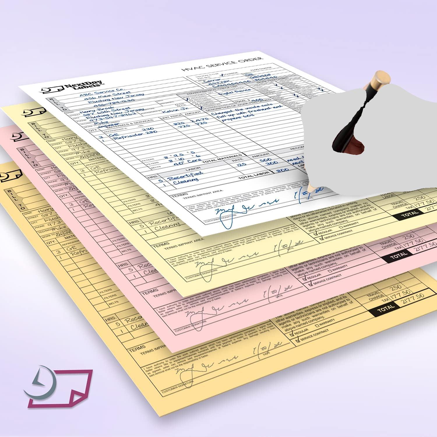 8-1/2 x 11" Laser Carbonless 4 Part Paper, Reverse, Gold, Pink, Canary & White