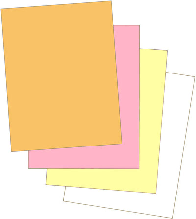 8-1/2 x 11" Laser Carbonless 4 Part Paper, Reverse, Gold, Pink, Canary & White