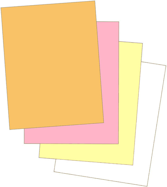 8-1/2 x 11" Laser Carbonless 4 Part Paper, Reverse, Gold, Pink, Canary & White