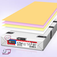 8-1/2 x 14" Laser Carbonless 4 Part Paper, Reverse, Gold, Pink, Canary & White
