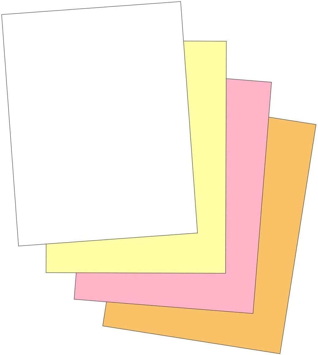 8-1/2 x 11" Laser Carbonless 4 Part Paper, Straight, White, Canary, Pink & Gold
