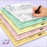 8-1/2 x 11" Laser Carbonless 5 Part Paper, Reverse, Green, Gold, Pink, Canary & White